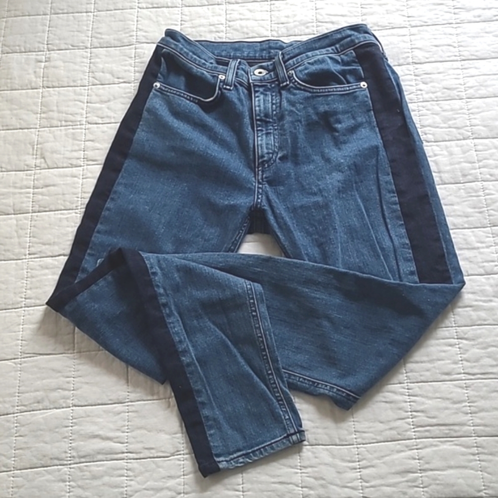 Rag & Bone size 27 skinny ankle Double Indigo stripe on side, style W2548K520DB1